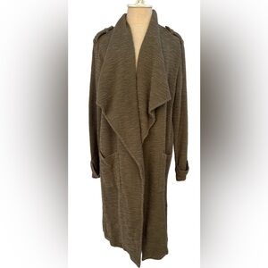 BB Dakota "Revolution" Drapey Bouclé Trench Coat in Olive Green Size Large